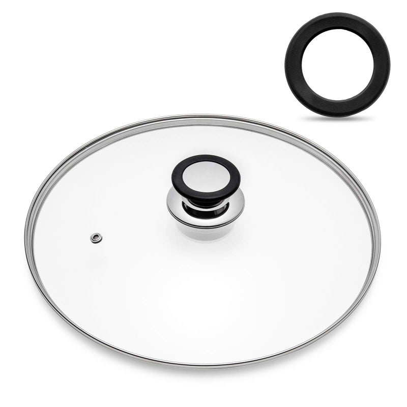 Eooch Tempered Glass Lid with Heat Resistant Handle,12"/30cm, Clear - Image 1